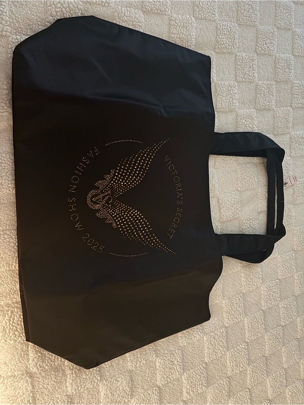 Victoria's Secret Black Tote with Gold Studded Wing Emblem